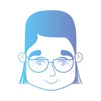 line woman head with hairstyle and glasses vector