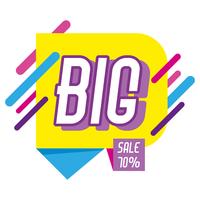 Big sale shopping poster memphis style vector