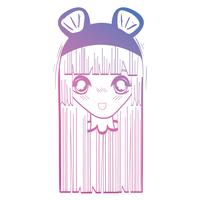 line anime girl head with custome and hairstyle vector
