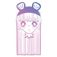 línea de cabeza de niña de anime con custome y peinado vector