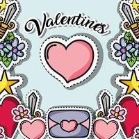 patches design with valentines day symbol of love vector