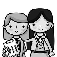 grayscale teacher with student to class education lesson vector