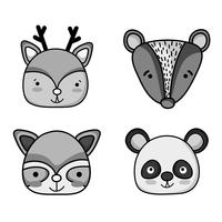 set cute animal patches design vector