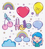 Hello card with cute cartoons vector