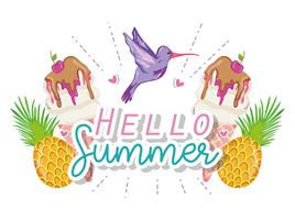 Hello summer card vector