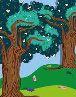 Beautiful forest scenery vector