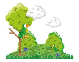 Paisaje de bosque pixelado. vector