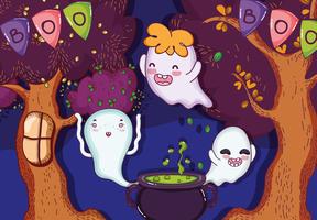Fantasmas lindos dibujos animados de halloween
