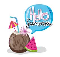 Hello summer cartoons vector