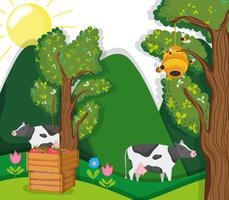 Beautiful farm cartoons vector