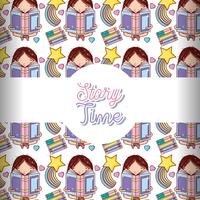 Story time books background pattern vector