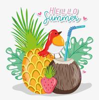 Hello summer card vector