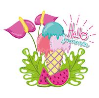 Hello summer cartoons vector