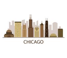 Chicago skyline on white background