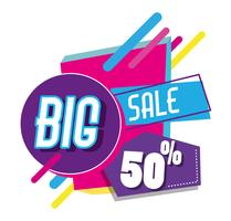 Big sale discounts poster memphis style vector