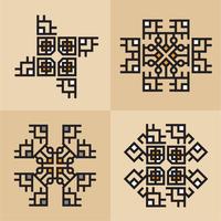 Lujo japonés, caligráfico, líneas de ornamentos aztecas elegantes. vector
