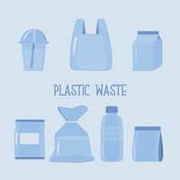 Ilustración de vector de dibujos animados de residuos plásticos.