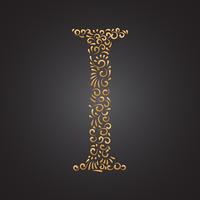 Floral Golden Ornamental Letter I vector