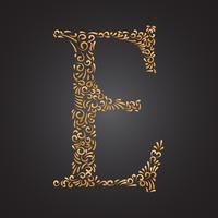 Elegant Golden Ornamental Letter E vector