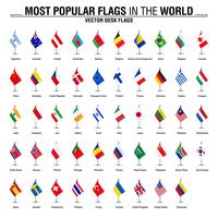 Collection of desk flags, most popular world flags vector