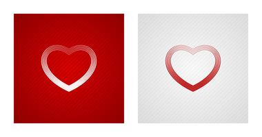 Outline heart sketches on red and white backgrounds vector