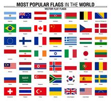 Collection of flags, most popular world flags vector