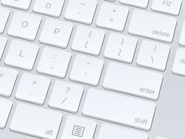 White blank computer keyboard, close up vector image