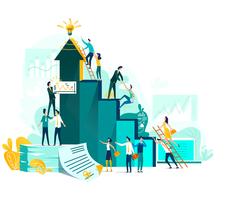 Target achievement and teamwork business concept vector