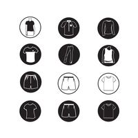 Conjunto de iconos de ropa y camiseta de la ropa Íconos de ropa vector