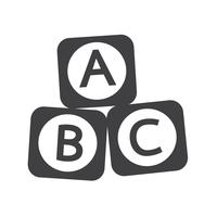 Icono de bloque de ladrillo de juguete de bebé ABC vector