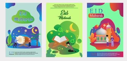 cartel de diseño moderno eid plantilla de mubarak vector