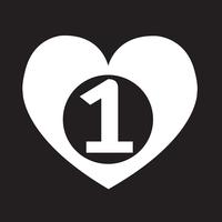 number one heart icon vector