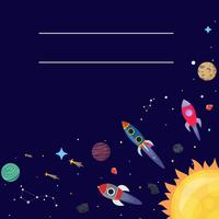 Cartoon sci fi space background. Vector Illustration