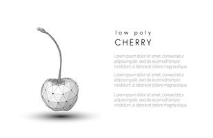 Abstract black and white cherry. Low poly style design vector