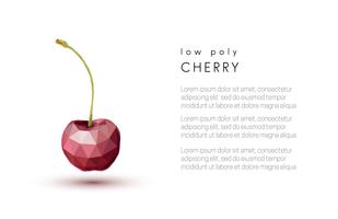 Abstract red cherry. Low poly style design vector