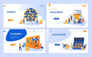 Set of landing page template for Finance, Investment, Accounting, Economic Growth. Modern vector illustration flat concepts decorated people character for website and mobile website development.