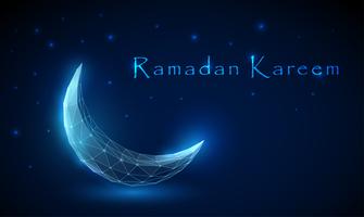 Low poly abstract crescent. Ramadan Kareem background vector