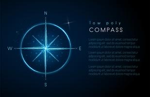 Abstract compass icon. Low poly style design vector