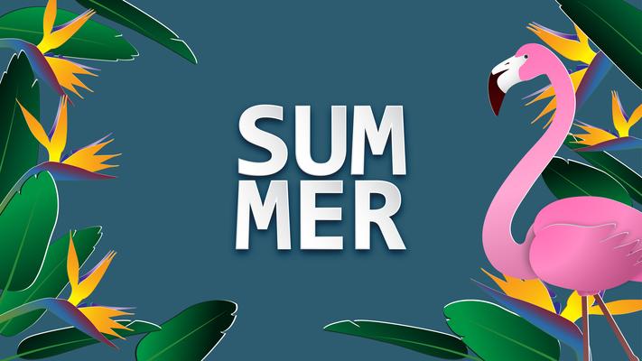 Summer sale banner background in paper cut style. Vector illustration for brochure, flyer, advertising, banner template.