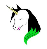 Cabeza femenina de unicornio de dibujos animados vector