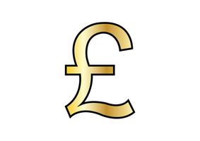 Golden British pound isolated on white background vector