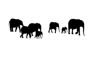 Elephant herd black silhouette vector