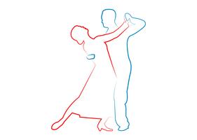 Couple dance contour line art vector