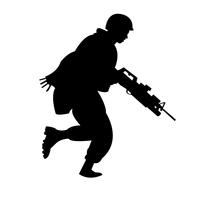US marine soldier running black silhouette vector