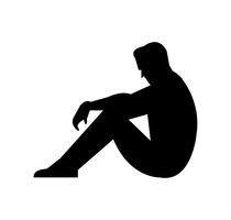 Sad man sitting silhouette vector