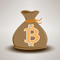 Bolsa de dinero Bitcoin marrón oscuro vector