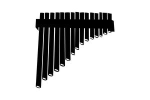 Wooden pipe flute black silhouette vector