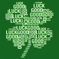 Vector illustration of four leaf clover shaped good luck word cloud
