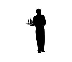 Waiter with silver tray vector