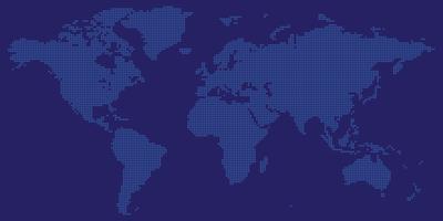World map vector with blue colored round dotted